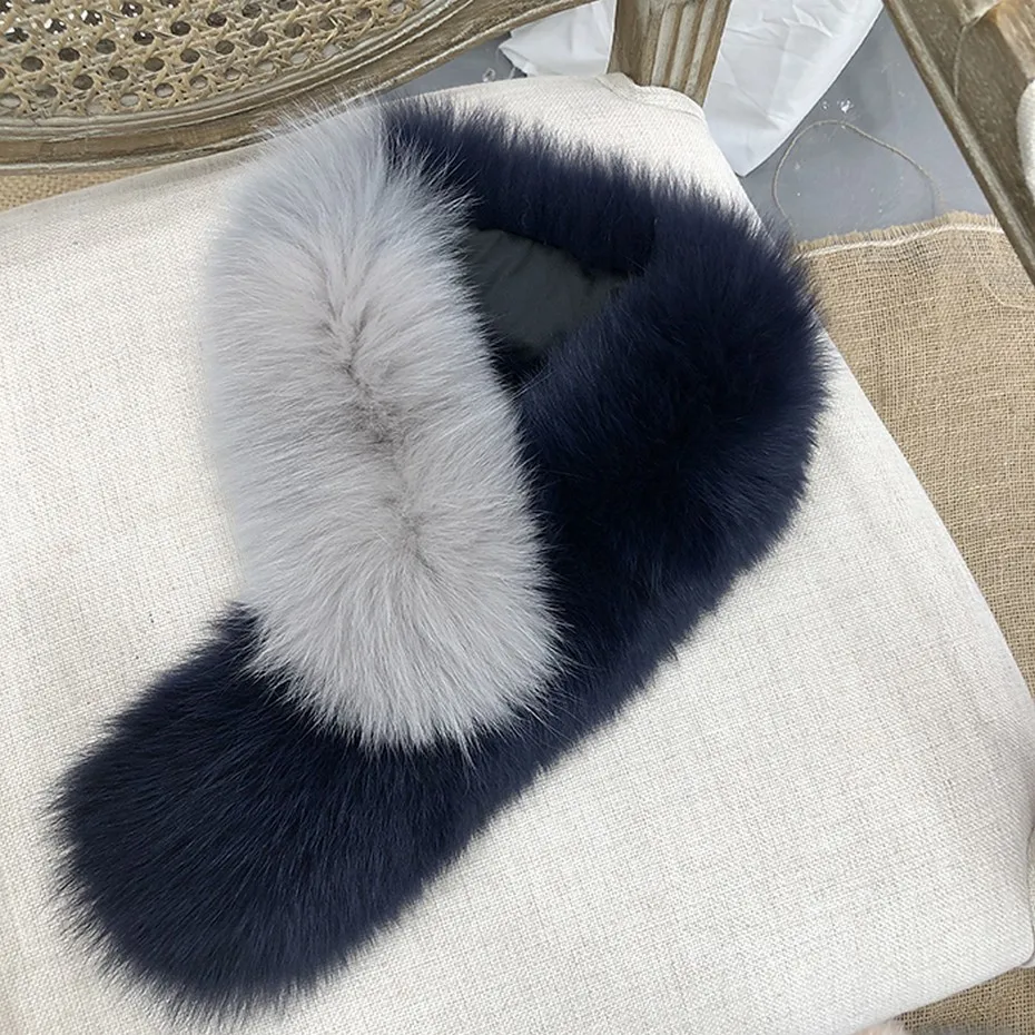FXFURS, женские шарфы из натурального Лисьего меха, воротники, лоскутные натуральный мех лисы, глушители с зажимами, корейская мода для девушек