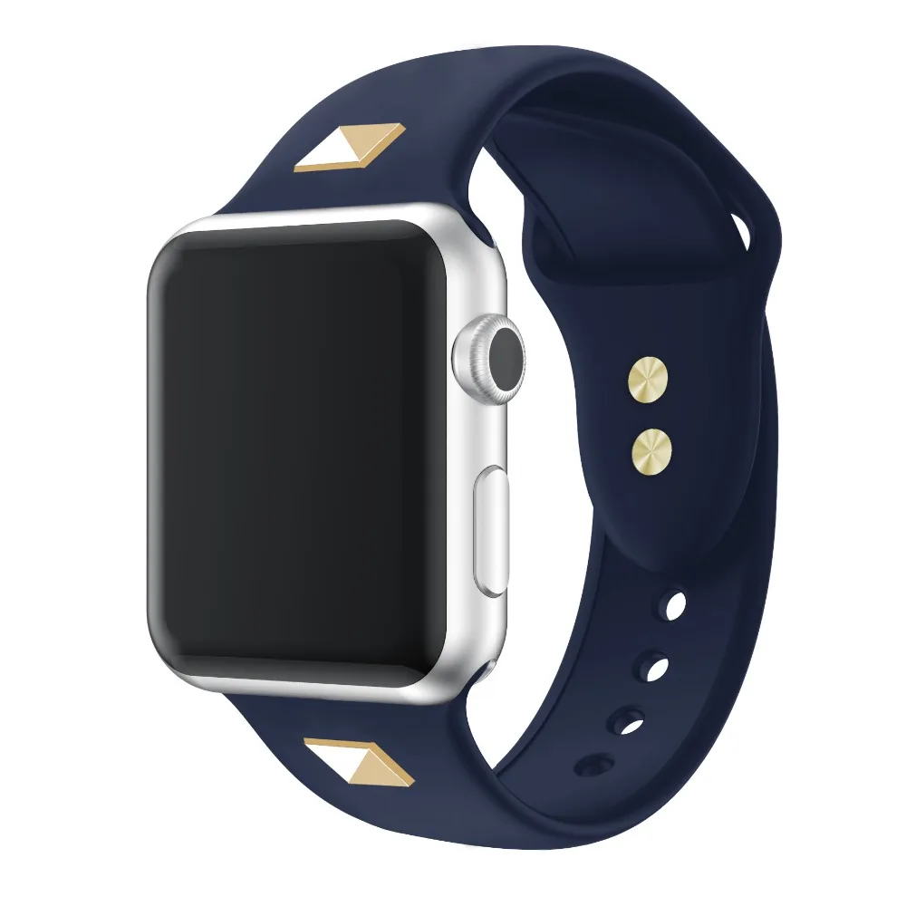 Силиконовый сменный ремешок для часов Apple Watch с заклепками и адаптером Series4 серия 1