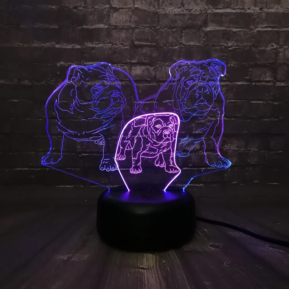 Bulldog Doggy family Mix двухцветная лампа Ночной светильник 3D LED для детей детский спальный