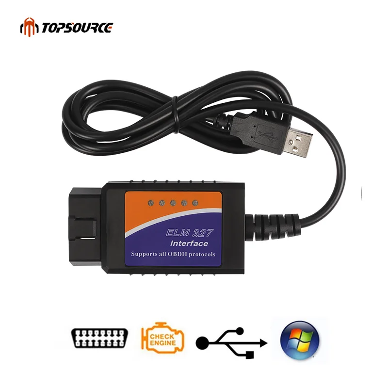 TOPSOURCE ELM327 USB/BT V1.5 OBD2 автомобиля диагностический Интерфейс сканер OBDII инструмент ELM