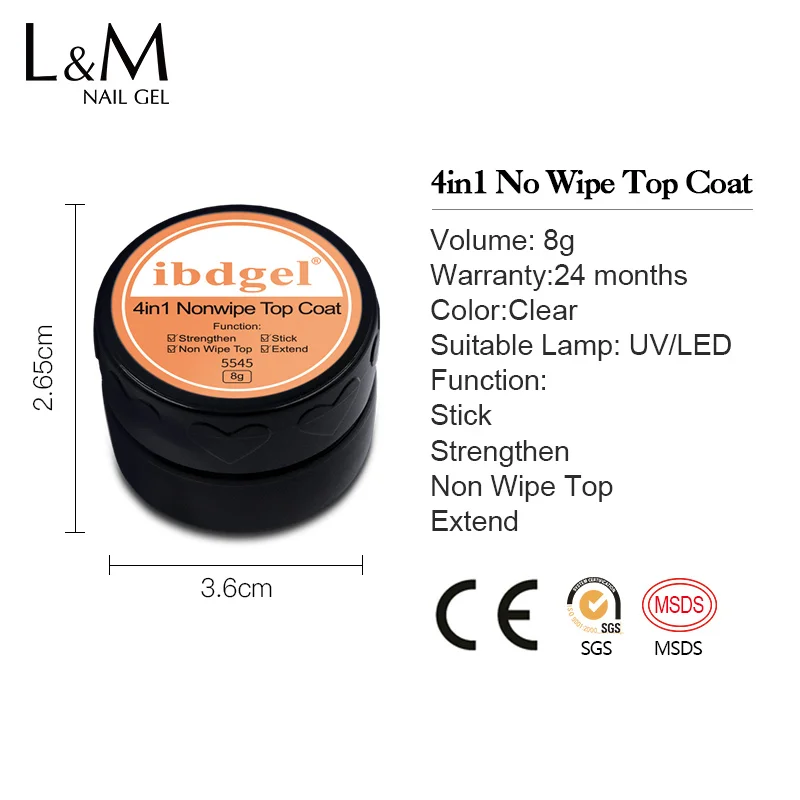 3pcs ibdgel 4IN1 Multi-Use Top Coat Builder Nial gel Stick Glue Gel Soak Off UV LED No Wipe Coat. | Красота и здоровье