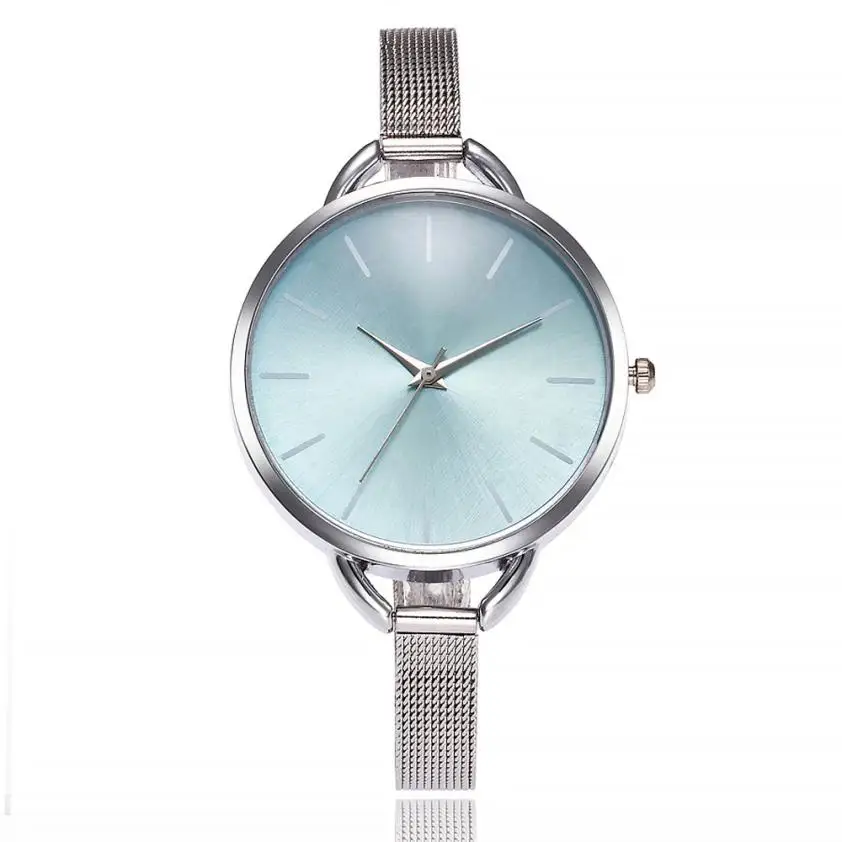 Sky Blue Женские часы Роскошные элегантные женские наручные часы из нержавеющей стали женские часы аналоговые кварцевые круглые наручные часы Relogio Feminino - Цвет: Sky Blue
