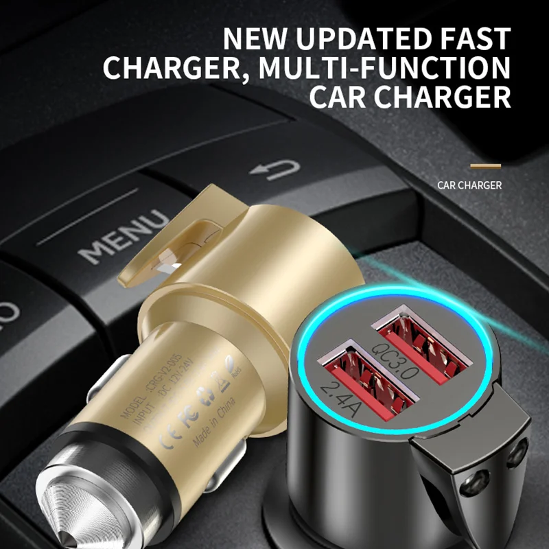 Tongyinhai QC3.0 Dual USB Автомобильное зарядное устройство 3 в 1 USB кабель Магнитный телефон зарядка для Iphone Android телефон Быстрая зарядка кабель Шнур