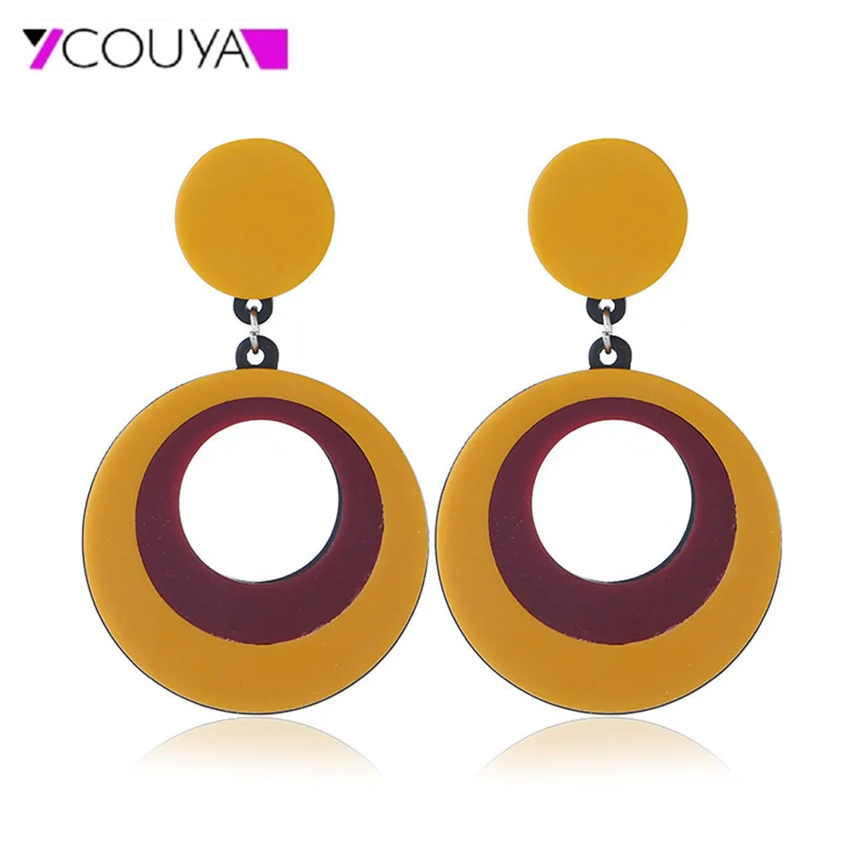 Модные Акриловые серьги Hyperbole очаровательные женские большие круглые