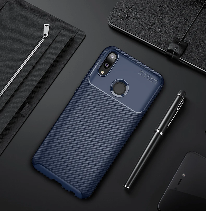 Для huawei Y9 2019 случай углеродного волокна Drop-доказательство мягкий чехол ТПУ для