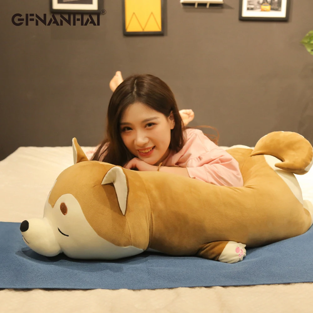 

1pc 55/75/95cm Cute Dead Dog Plush Toys kawaii Stuffed Down Cotton Animal Lying Shiba Inu Dog Pillow Cushion Dolls Birthday Gift