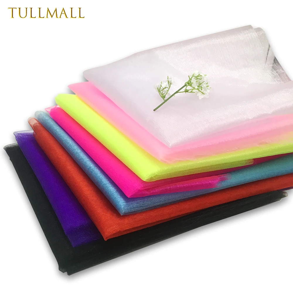 TULLMALL 48 см x 5 м Пряжа Ткань Кристалл Тюль органза чистая марля элемент ребенок день рождения DIY платье свадебные принадлежности