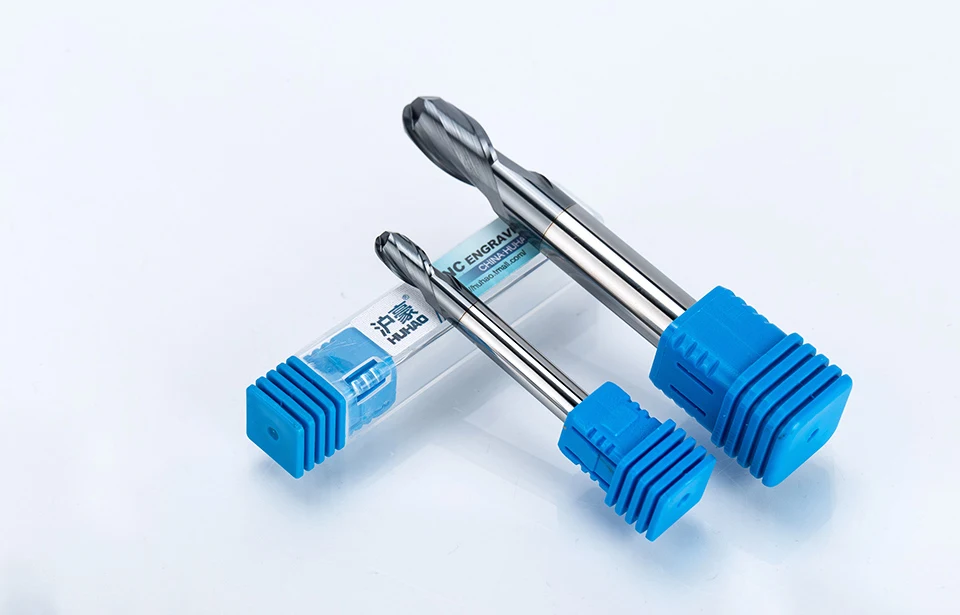 HUHAO 1pc 2 flutes Ball Nose Solid Carbide End mills CNC Milling Cutter HRC45 R0.5 0.75 1 1.75 3 5mm cnc tools milling cutter