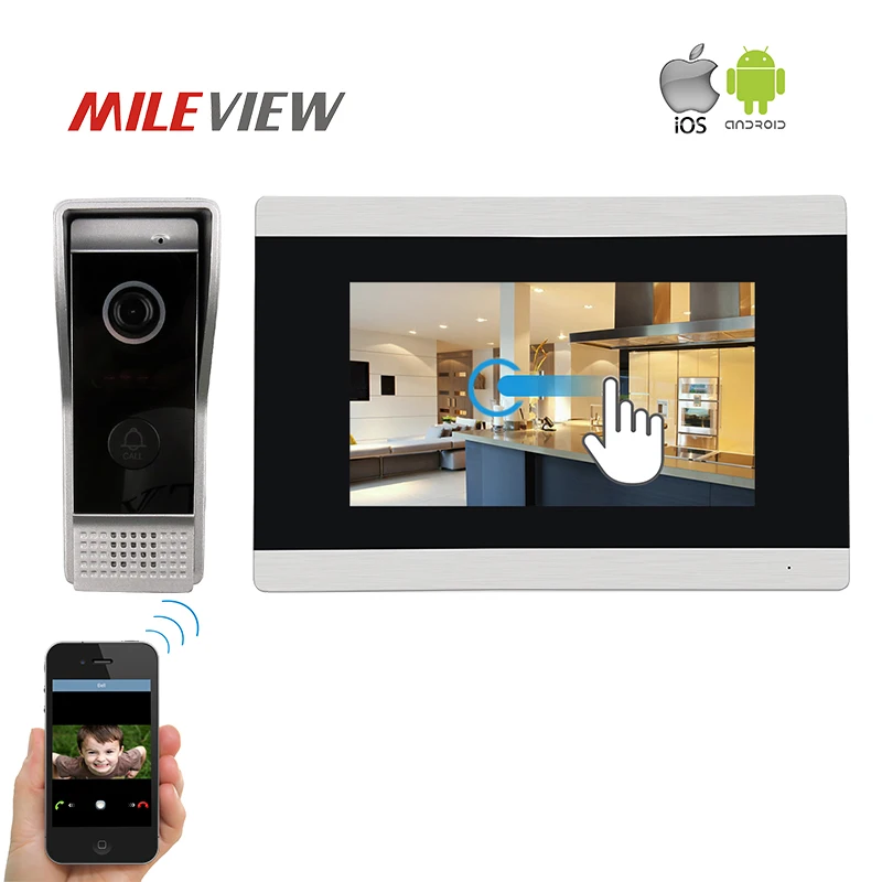 Бесплатная доставка 1.0MP 720 P AHD IP WI FI 7 &quotСенсорный экран ЖК дисплей видео домофон