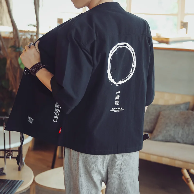 Летний китайский стиль хлопковое льняное кимоно куртка для мужчин тонкая