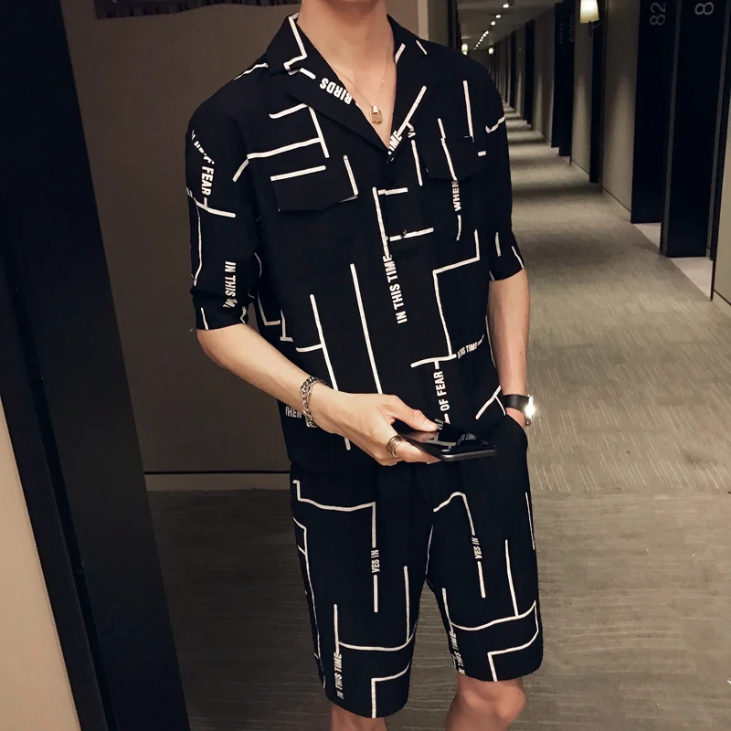 Летние мужские футболки и шорты комплект из 2 предметов мужская одежда с принтом