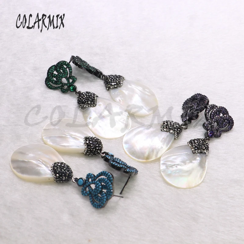 Серьги в виде белых раковин 3 пары серьги из натурального камня с микро покрытием