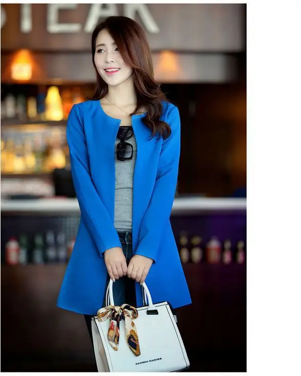 2017 весенние женские блейзеры с круглым вырезом и карманами модное тонкое длинное