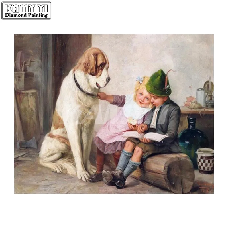 Dog friends needleworks full square 5D diy diamond embroidery painting cross stitch mosaic home decor hcr11 | Дом и сад