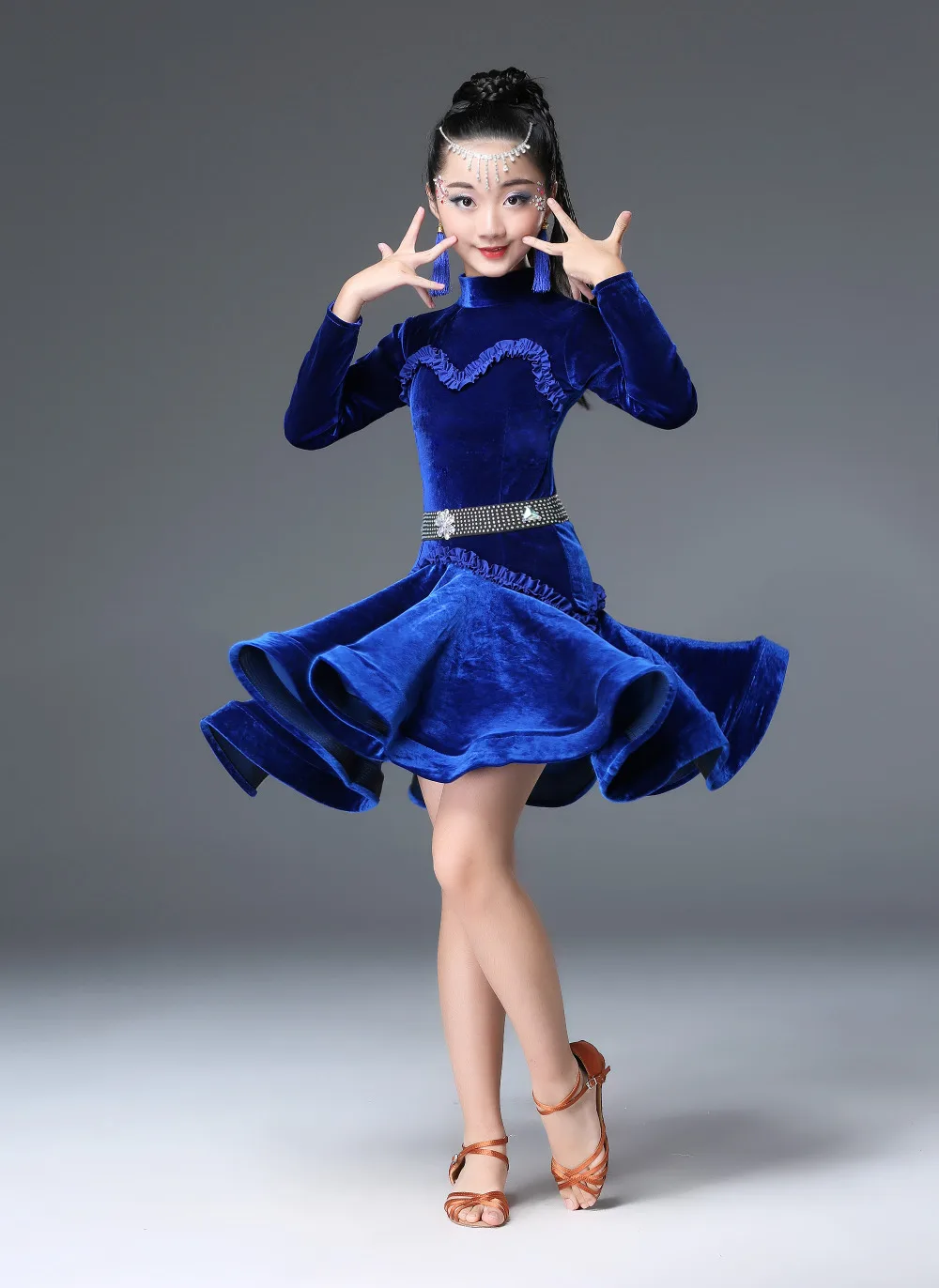 Платье для латиноамериканских танцев девочек платье бальных Румба Самба