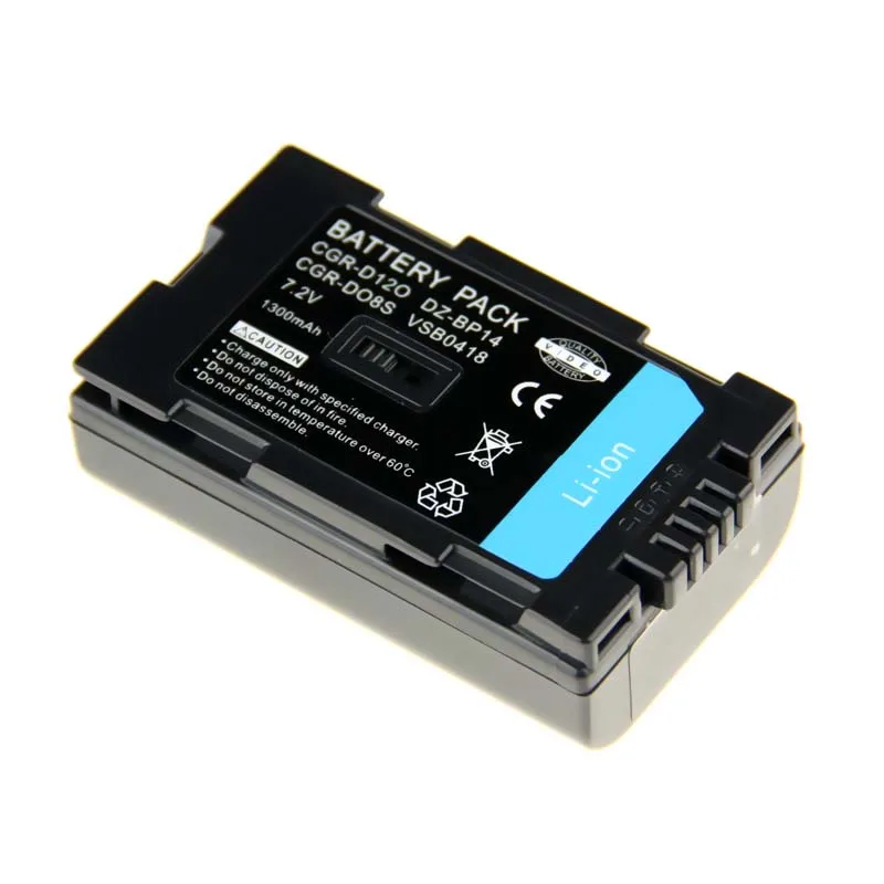 2шт 7.2V 1300мАч CGR-D120 CGR-D08S CGR-D08R Li-ion аккумулятор для камеры Panasonic DZ-BP14 VSB0418 | Электроника