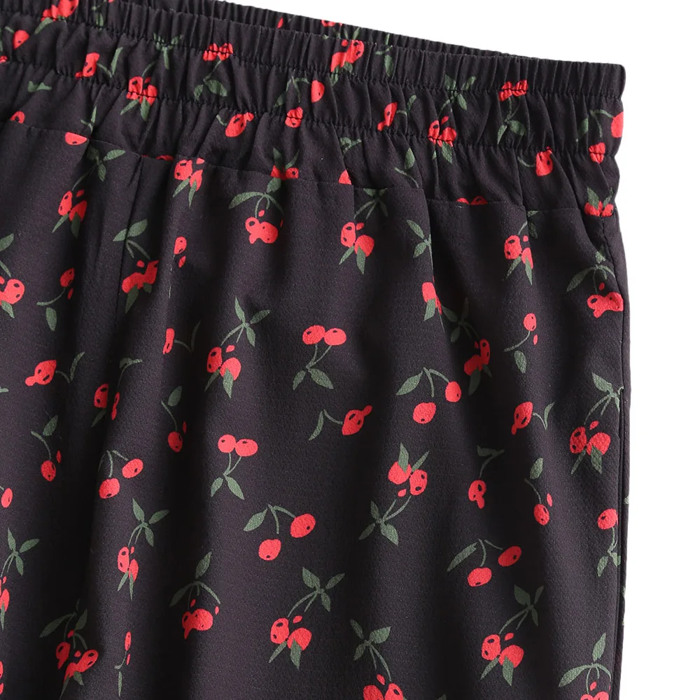 ZAFUL 2019 Укороченный топ Cherry Top и Брюки из двух частей Весна Горячей Печати С