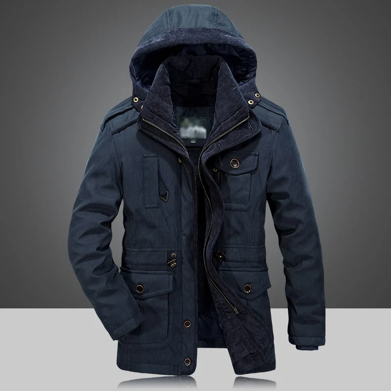 

New Autumn Winter Multiple Pockets Male Jackets Thickening Warm Parka Men Jacket Coat Hooded Casual Windbreaker Overcoat