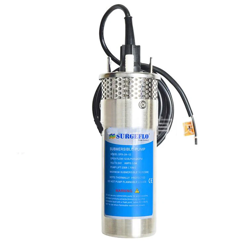 

DC 12V/24V Stainless Steel Solar Power Water Pump Diaphragm Vertical Submersible Outdoor Garden Fountain Deep Well Aquarium