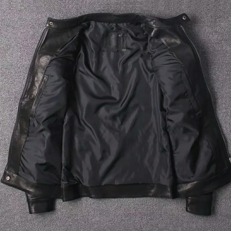 

MAPLESTEED Mens Leather Jacket Men 100% Natural Tanned Goatskin Jackets Slim Fit Black Short Boy Leather Coat Summer Spring M110