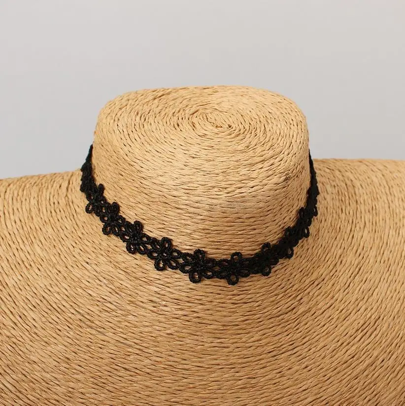 Новые модные черные кружева ключицы Цепочки и Ожерелья Короткие ожерелья Для