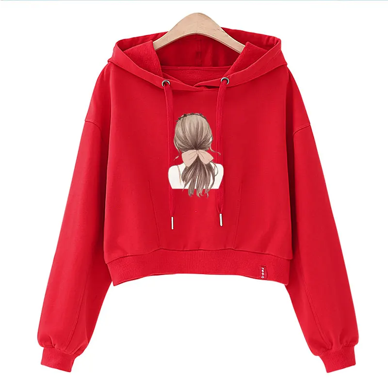 Spring Hoodie Womens Short Sweatshirt Autumn Casual Letter Print Sweatshirts Pullovers Women Hoodies Cotton Full G176 | Женская одежда
