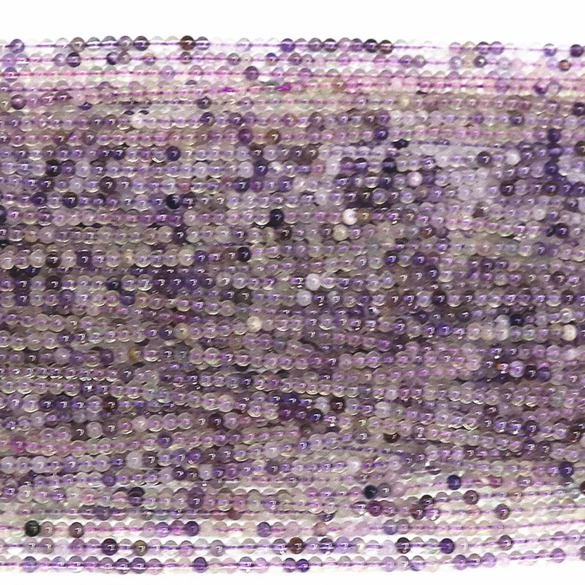 2 мм 3 бусины из натурального фиолетового флюорита круглые свободные женские