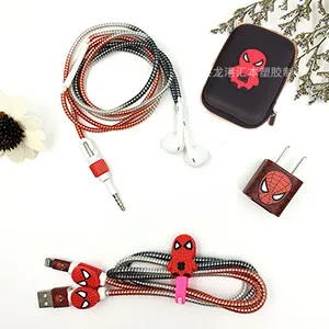 Милый мультяшный usb кабель протектор для Наушников набор с кабелем Стикеры