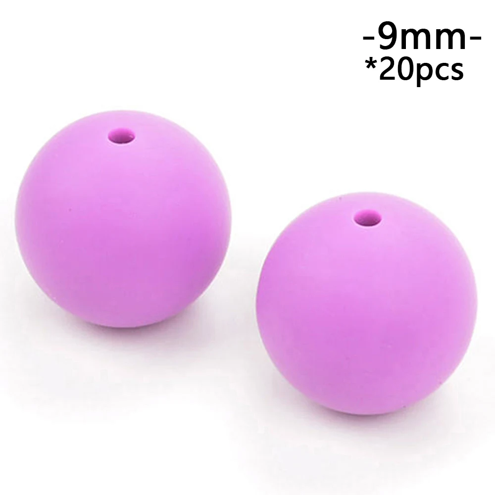 medium purple LOFCA 9 мм 20 шт./лот Силиконовые бусы для прорезывания зубов DIY Ювелирные изделия Игрушки для малышей пищевой прорезыватель BPA бесплатно жевательные красочные прорезыватели - Цвет: medium purple