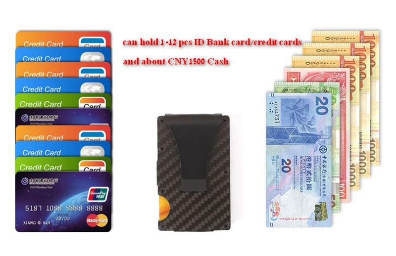 Женский Мужской мини-кошелек из углеродного волокна RFID с зажимом для денег, металлический бизнес держатель для кредитных карт и удостоверений личности с защитой от ударов, чехол