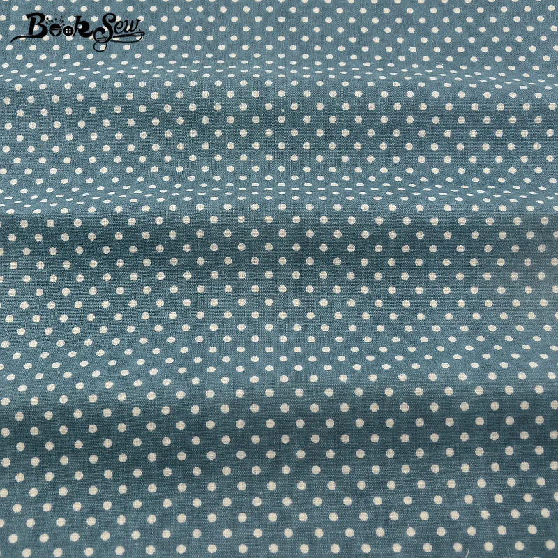 Голубой хлопковый льняной ткани Booksew узор в горошек домашний текстиль швейный