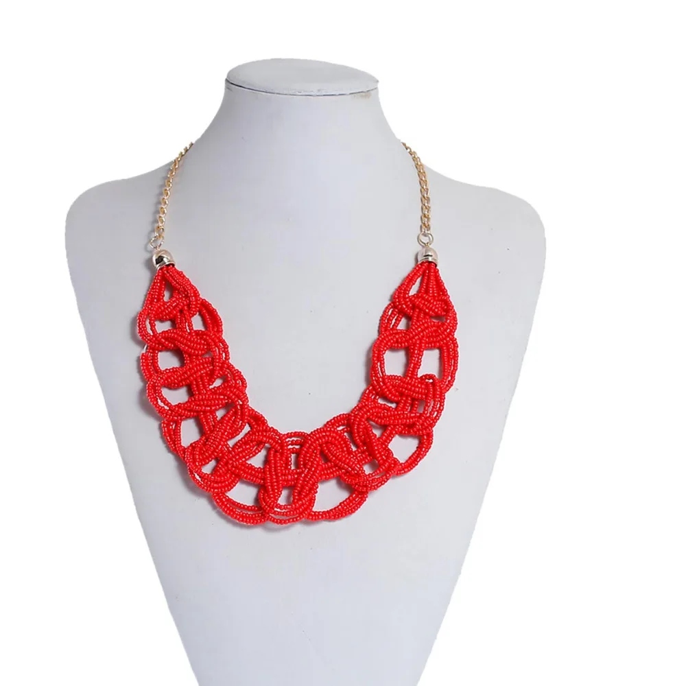 DoreenBeads Стекло Boho Chic Бисер Заявление Ожерелье золото золотой цвет Красный Черный