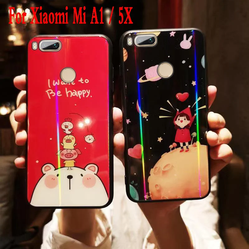Для xiaomi mi a1 роскошный чехол из закаленного стекла с мультяшным рисунком мягкий