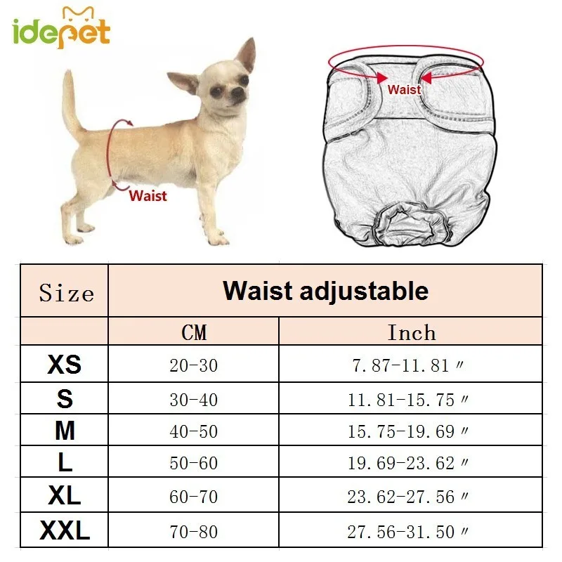 Физиологические штаны для собак, XS-XXL, подгузники, гигиенические, моющиеся, женские шорты для собак, трусики для менструации, нижнее белье, трусы, комбинезон для собак