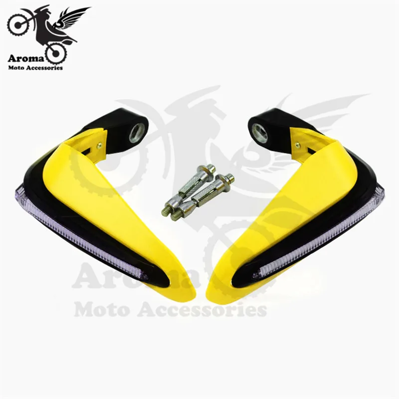 Цвет: желтый Moto rbike защита руля конец белый светильник ing части moto крест защита от падения для рук гоночный мото rcycle handguard с Runing светильник светодиодный moto ручной guard для honda suzuki yamaha KTM handguards dirt pit bike ручной shi светодиодный - Цвет: Цвет: желтый