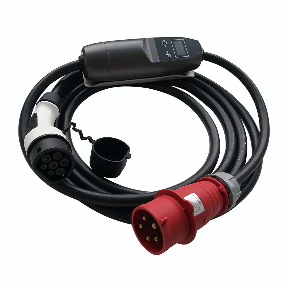 Khons EVSE однофазный IEC 62196 электромобиль портативное зарядное устройство для электромобиля с красной CEE вилкой 32A Регулируемый 16ft Кабельный разъем