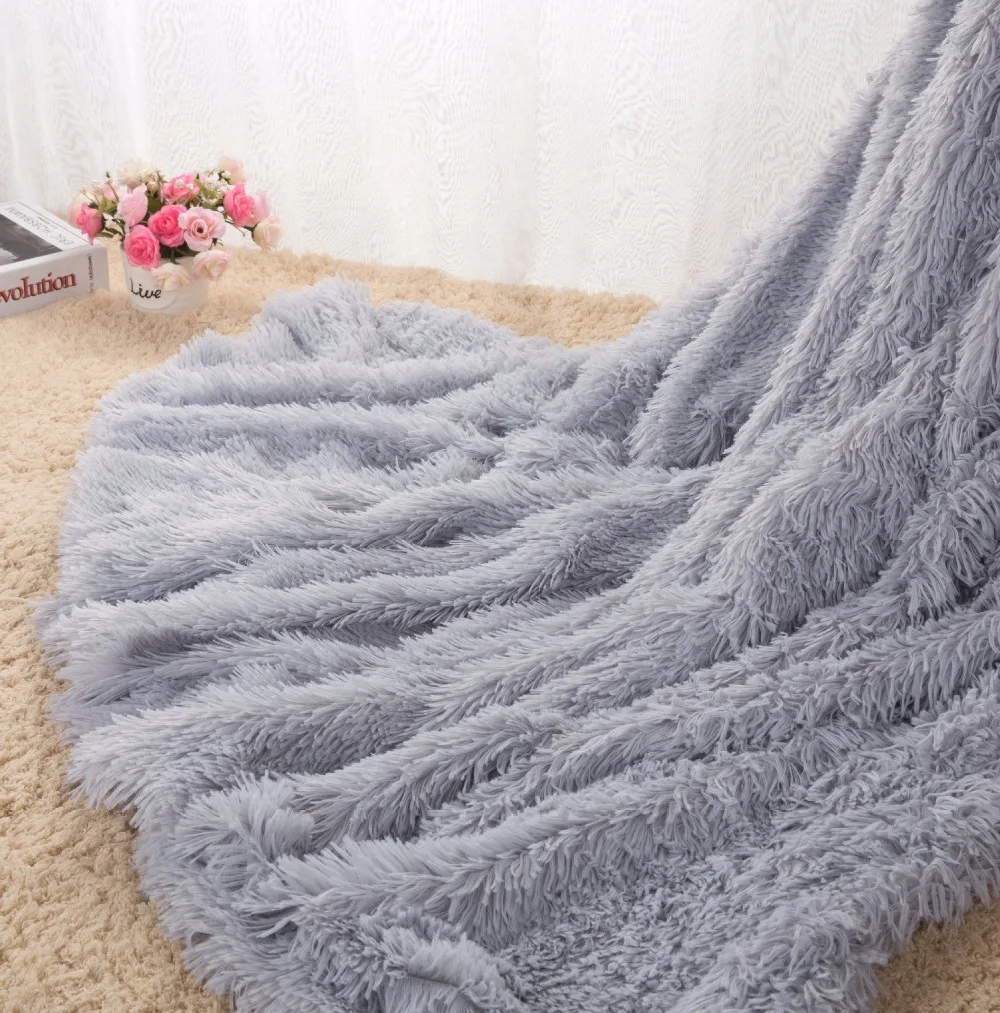 

Warm Sofa/Air/Bedding Throw Blankets Mantas White Pink Grey Fleece Fluffy Plush Bedspread Couverture Polaire Plaids DropShipping