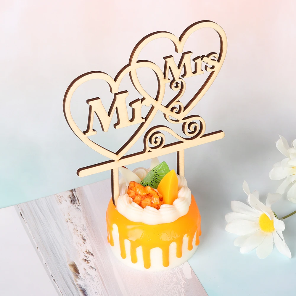 Mr & Mrs торт Topper DIY свадебный лазерная резка деревянные буквы украшения для