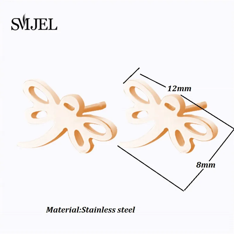 SMJEL Minilist Stainless Steel Stud Earrings for Women Dragonfly Insect Small Jewelry Gift Brincos | Украшения и аксессуары