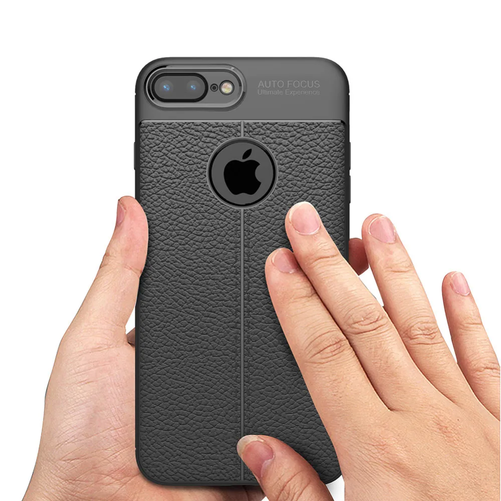 Luxury Soft TPU Case for Apple iPhone 7 / 8 Lychee Leather Skin Back Cover Flexible Protective |
