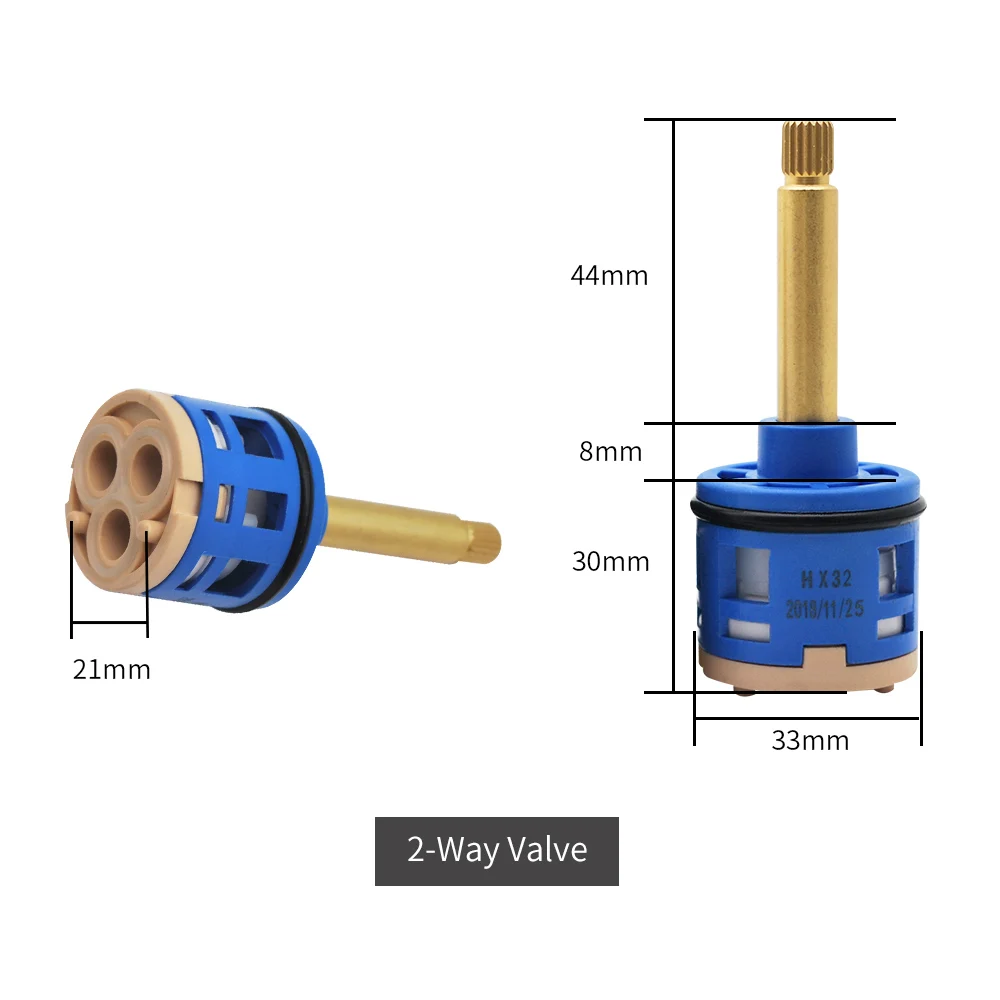 2way-blue-44mm Душевой клапан Керамика кран картридж 2/3/4/5 способ душевой переключатель смесительный клапан крана Запчасти для смесителей размеры 31/35/44 мм - Цвет: 2way-blue-44mm