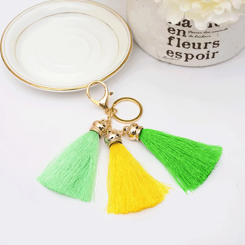 Модный 3 ледяной Шелковый автомобильный брелок с кисточками для женщин и мужчин