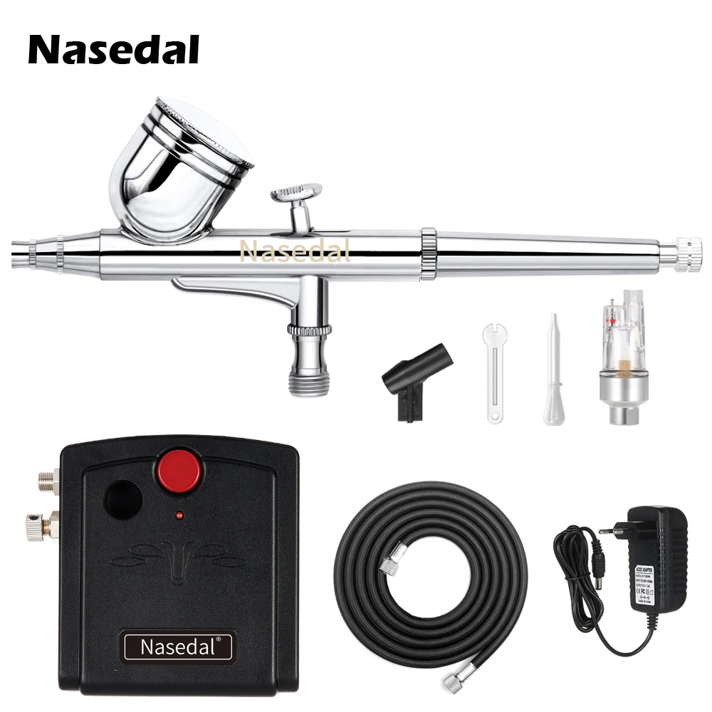 NT-11B Set1 Nasedal Airbrush Compressor Dual-Action Spray Gun Makeup Nail Tattoo Model/Cake/Car paint Cleaning Tool Mini Filter Holder - Цвет: NT-11B Set1