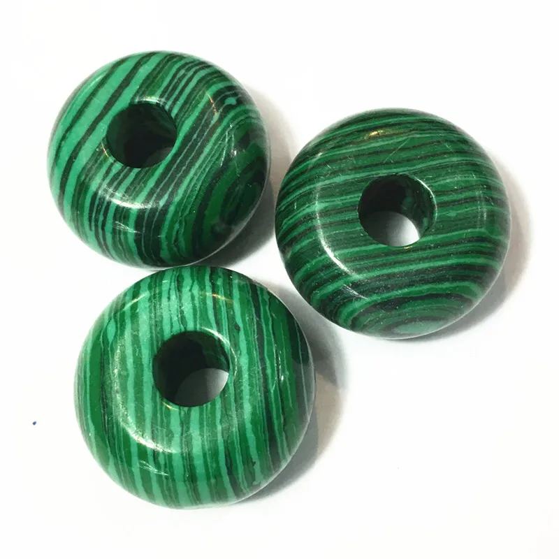 malachite Новинка! Модные высококачественные плоские большие бусины из натурального камня 30 мм, опал, круглая форма, большое отверстие для браслета, 4 шт - Цвет: malachite