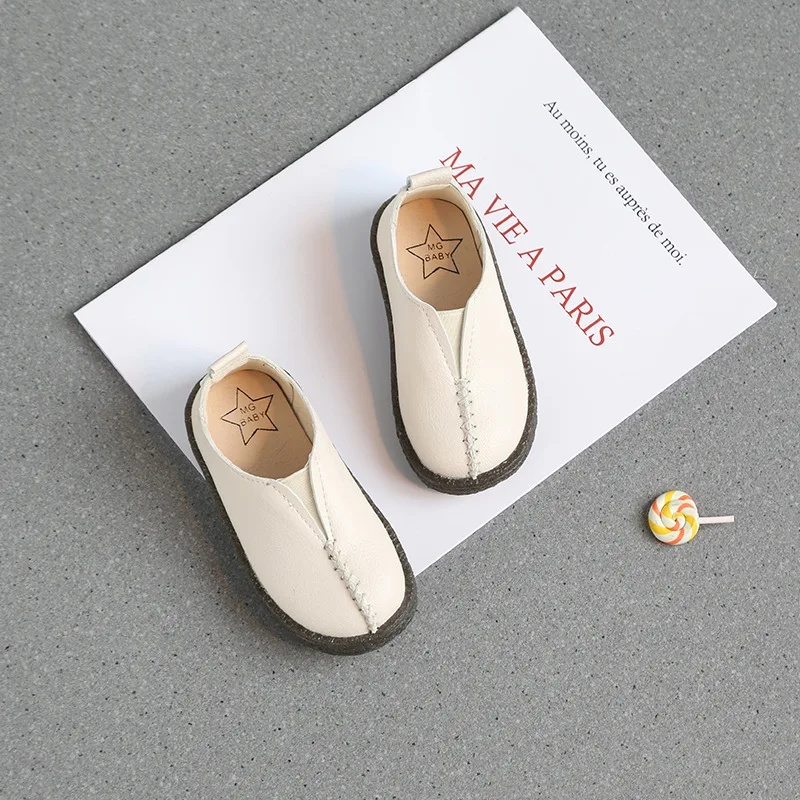 Детская обувь для девочек детская кожаная без шнуровки отдыха кроссовки с мягкой