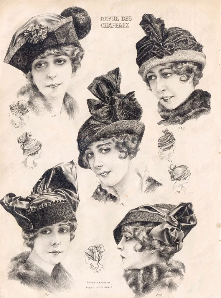 Эскиз Европейская красота ретро модная шляпа винтажная Ретро Картина на холсте