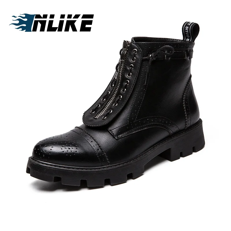 INLIKE Men Fashion Ankle Boots Leather British Boot High Quality Casual Lace Up Shoes Mens |