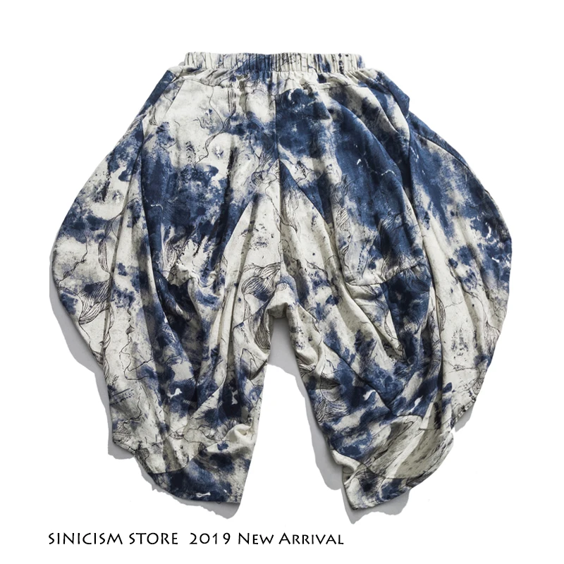 Sinicism Store мужские повседневные брюки с вентиляцией мужские летние брюки мужские в китайском стиле хлопковая и льняная одежда шаровары 5XL