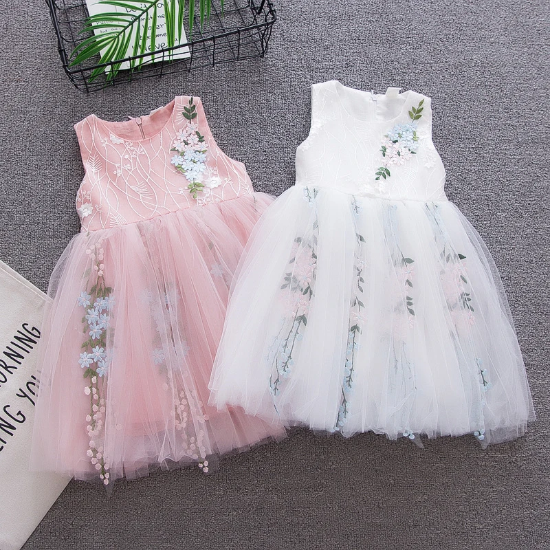 BibiCola 2018 New Summer Girls Dress kids girls Embroidery Lace Kids Girl Party Wedding Gowns 2-7 year Clothes | Детская одежда и