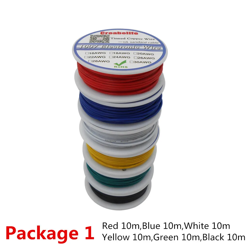 Фото 60 м/лот UL 1007 24AWG 6 цветов P1 или P2 Электрический провод из луженой меди PCB сертификат 60 м/лот UL 1007 24AWG 6 цветов P1 или P2 Электрический провод из луженой меди PCB сертификат